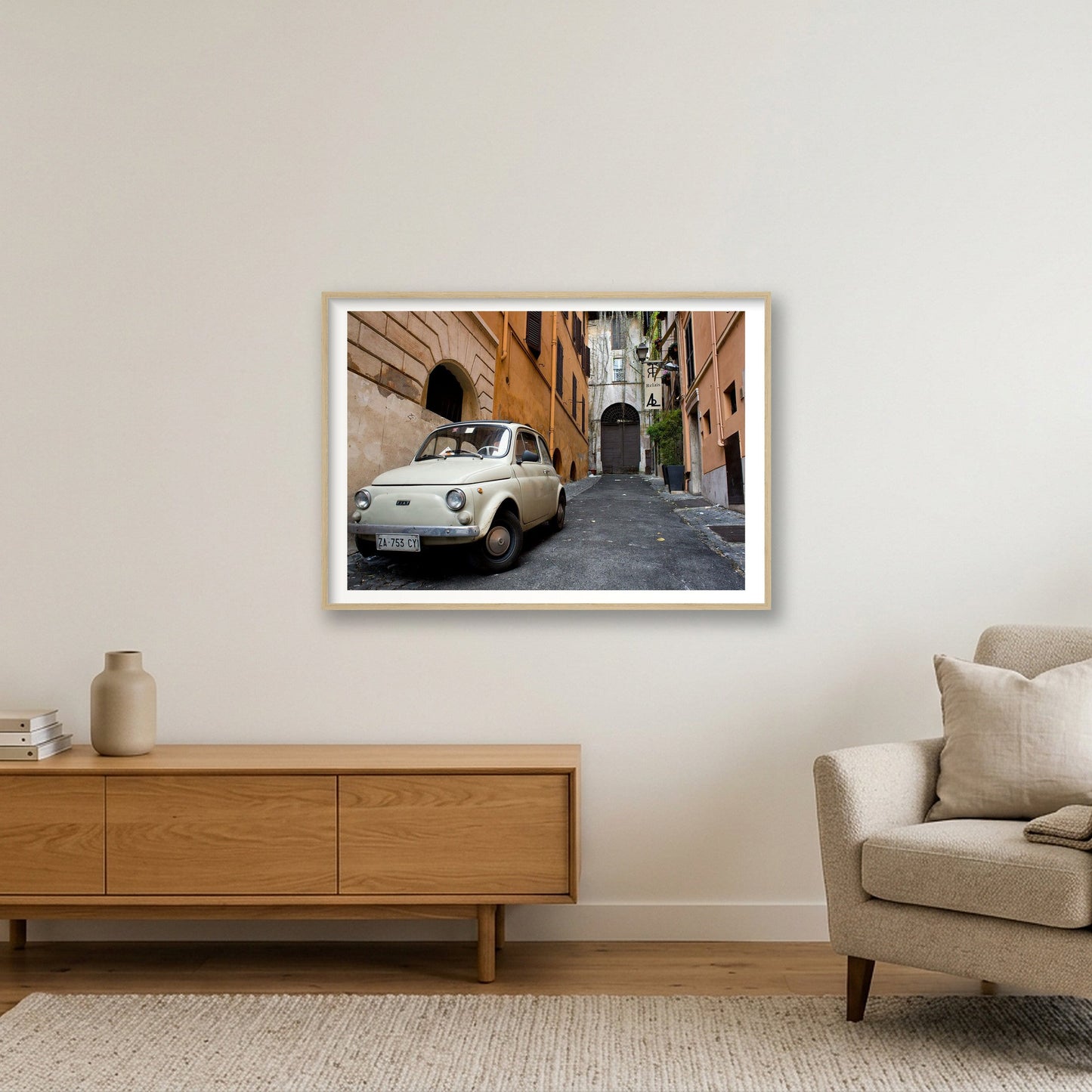 Fiat in Italy — 100×70cm, 39×28" Oak Frame