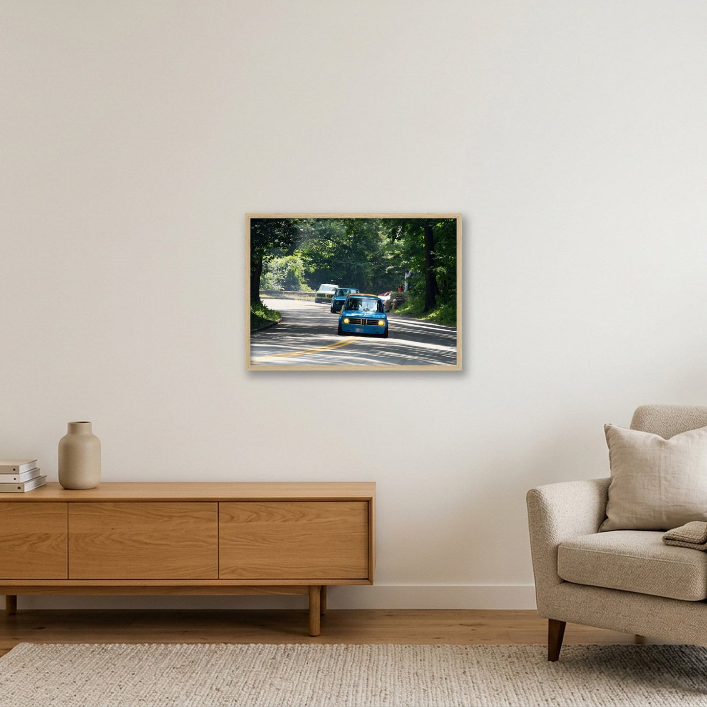 Racing BMWs — 59×42cm, 23×17" Oak Frame