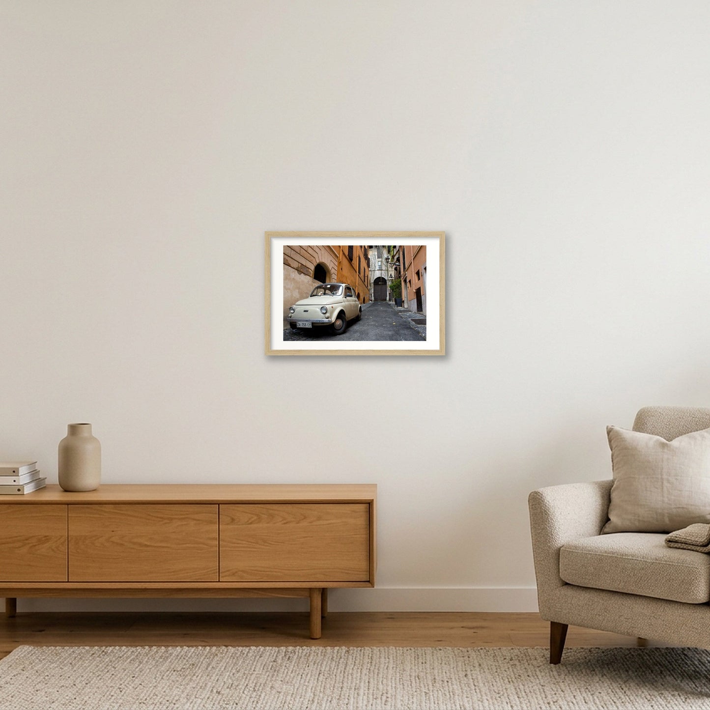 Fiat in Italy — 45×30cm, 18×12" Oak Frame
