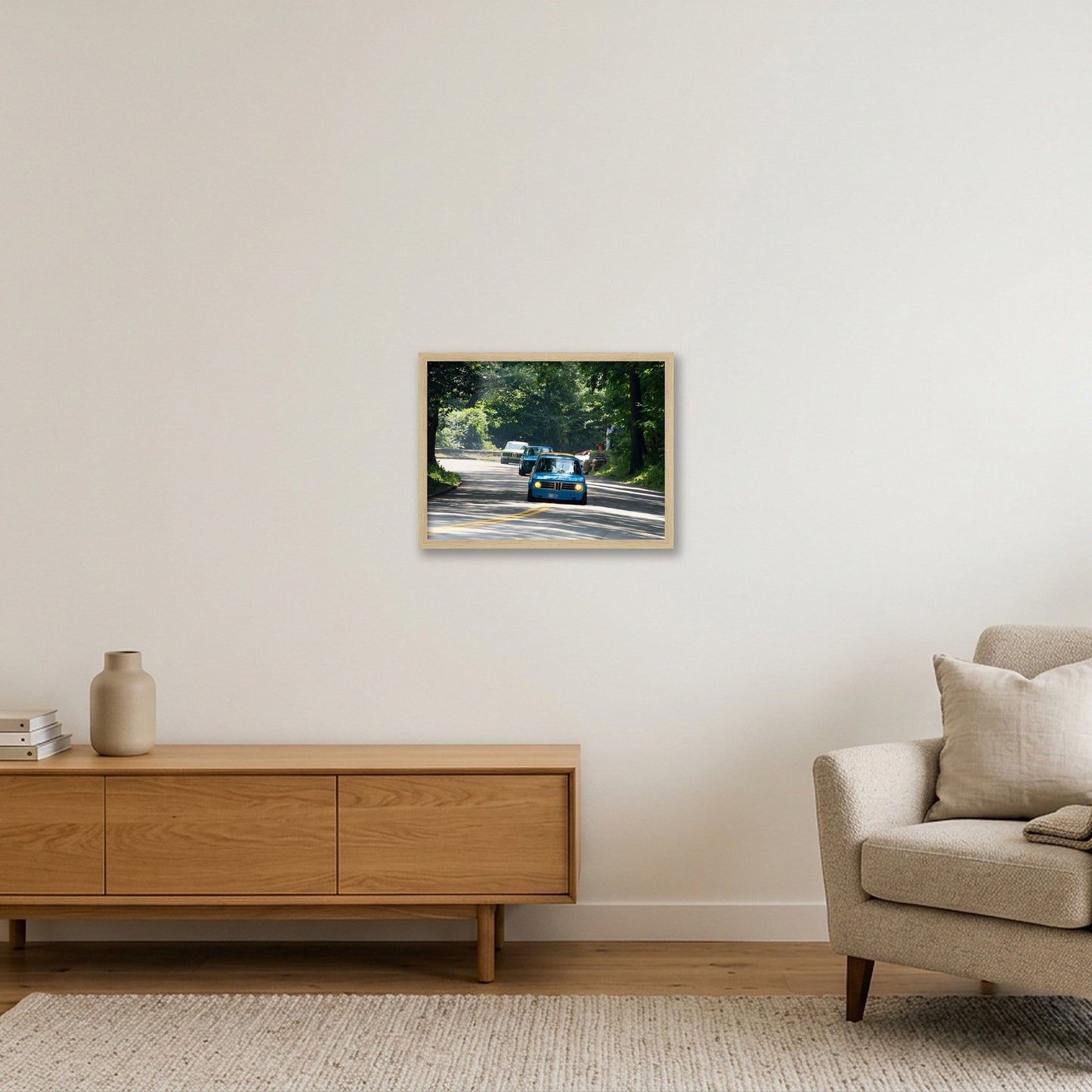 Racing BMWs — 40×30cm, 16×12" Oak Frame