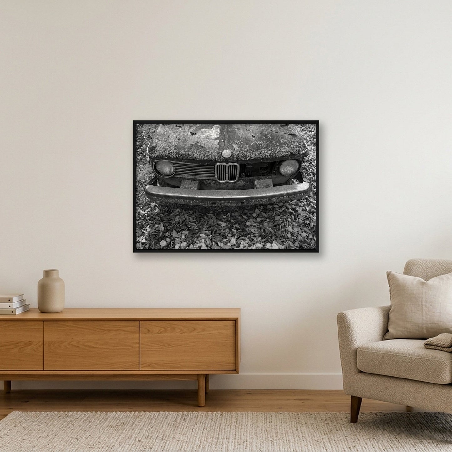 Forgotten BMW 2002 — 100×70cm, 39×28" Black Frame