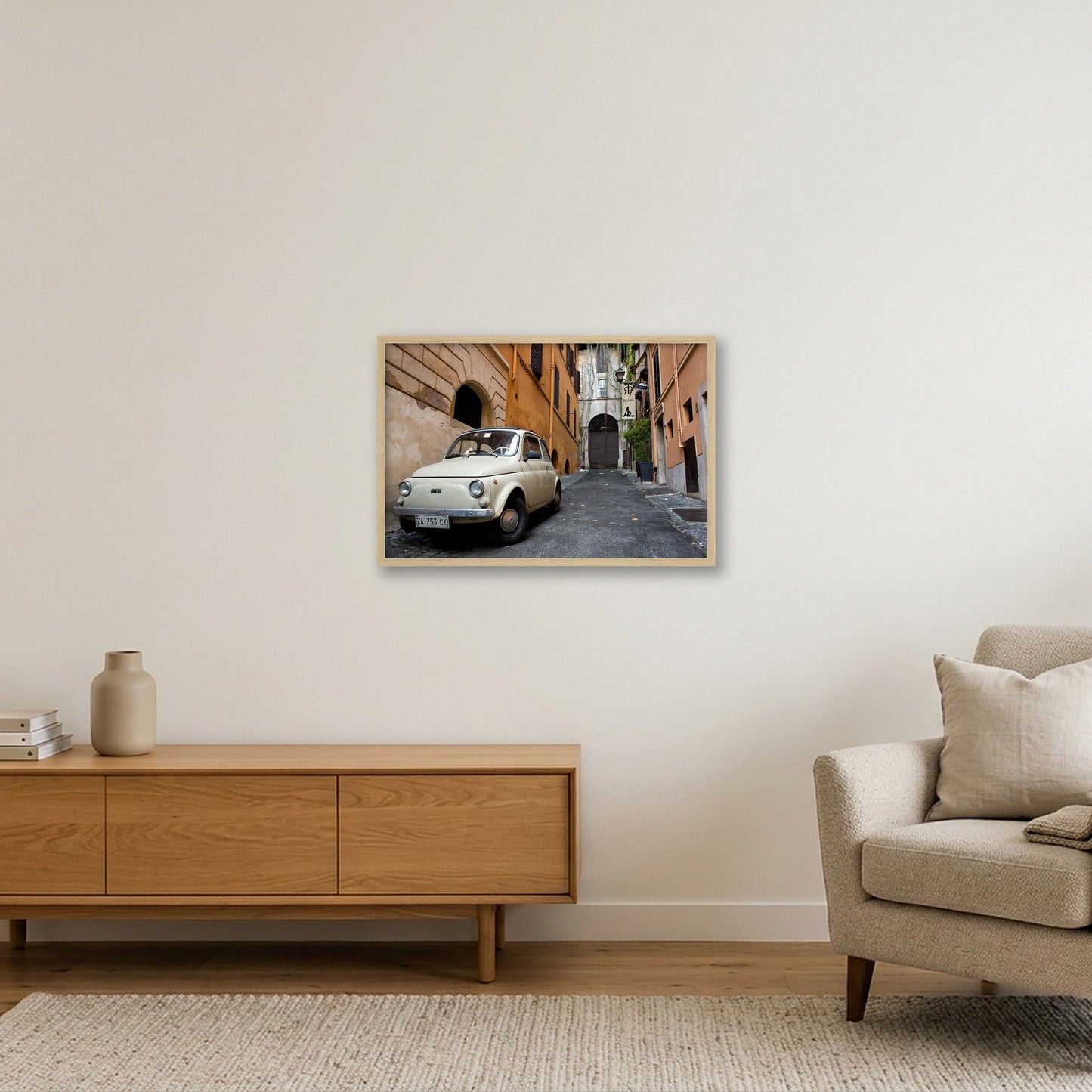 Fiat in Italy — 60×40cm, 24×16" Oak Frame