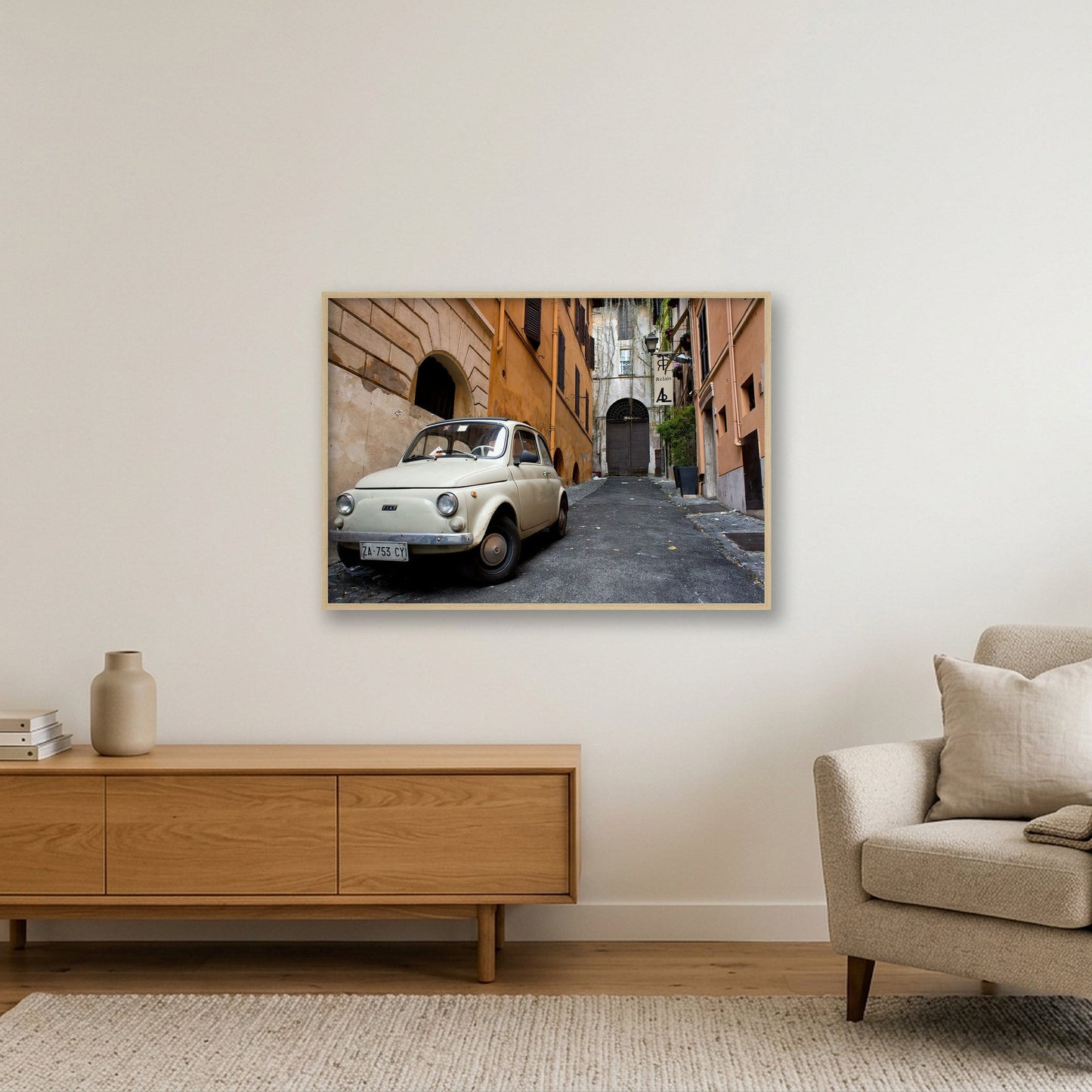 Fiat in Italy — 100×70cm, 39×28" Oak Frame
