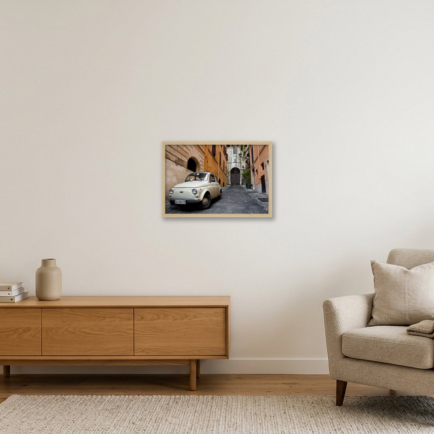 Fiat in Italy — 45×30cm, 18×12" Oak Frame